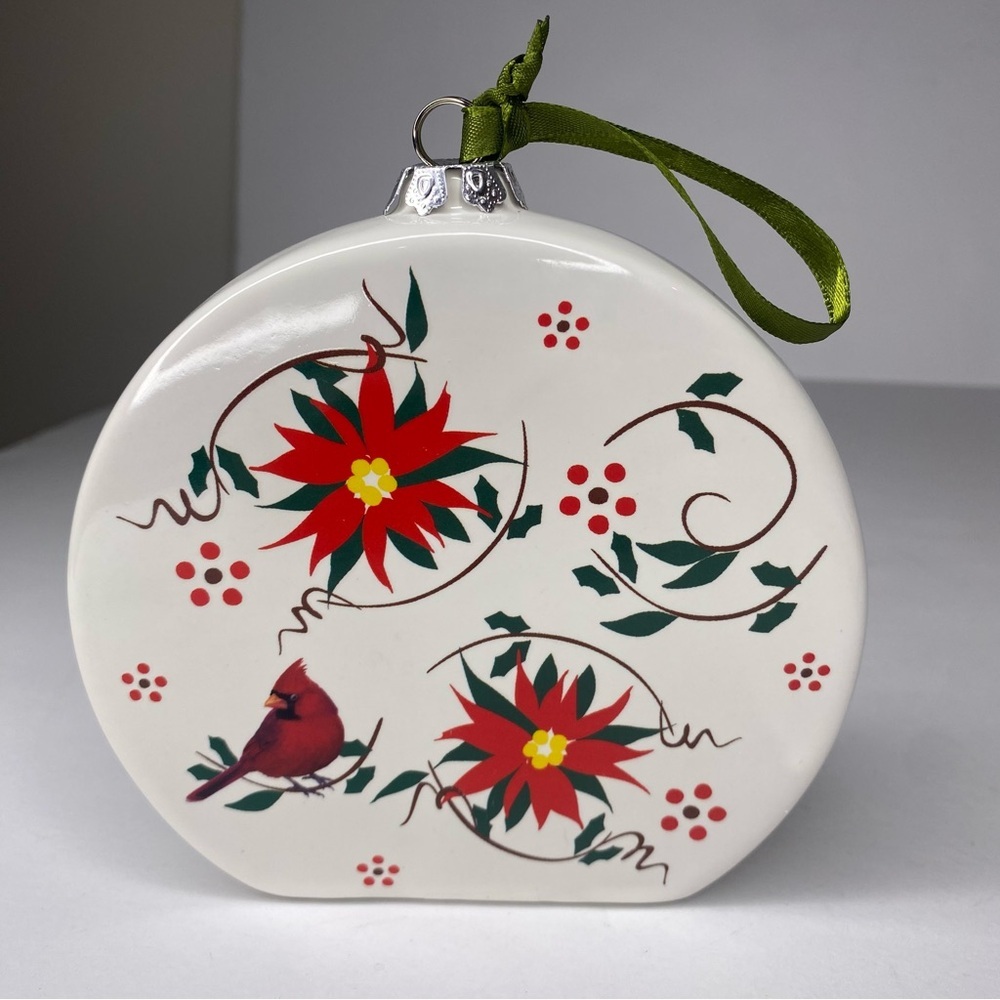 Temptations Ceramic Christmas Eve Munch Ornament Cardinal Bird Hand Painted